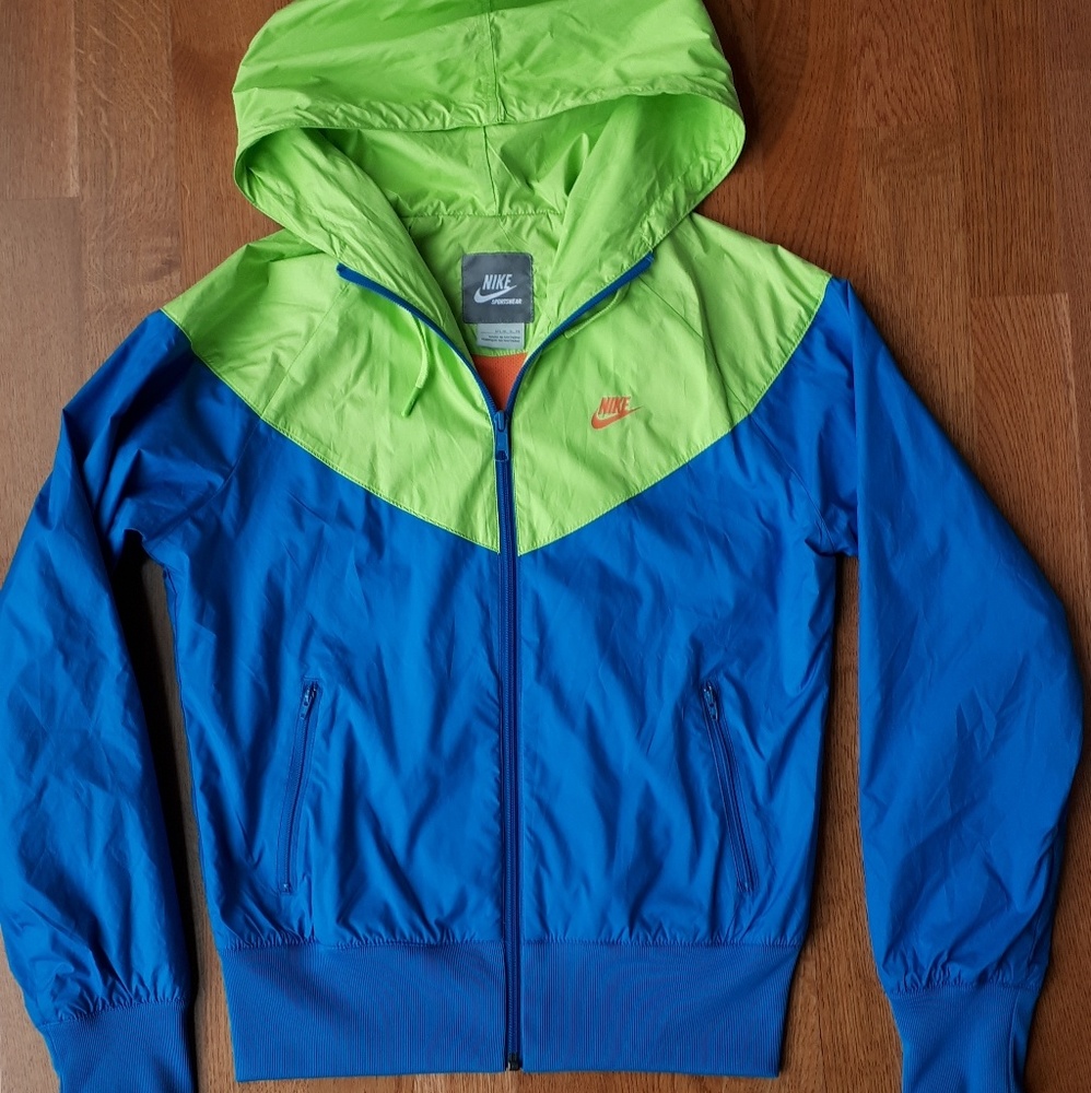 Nike windrunner windbreaker jacket neon blue lime